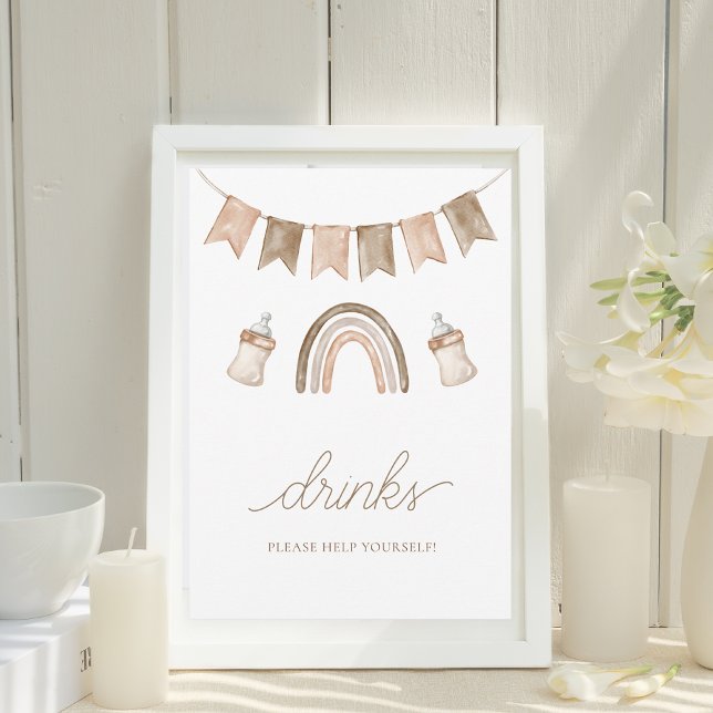 Boho Rainbow Drinks Gender Neutral Baby Shower Invitation (Creator Uploaded)