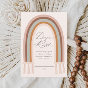 Boho Rainbow Earth Tone Baby Shower Diaper Raffle Enclosure Card