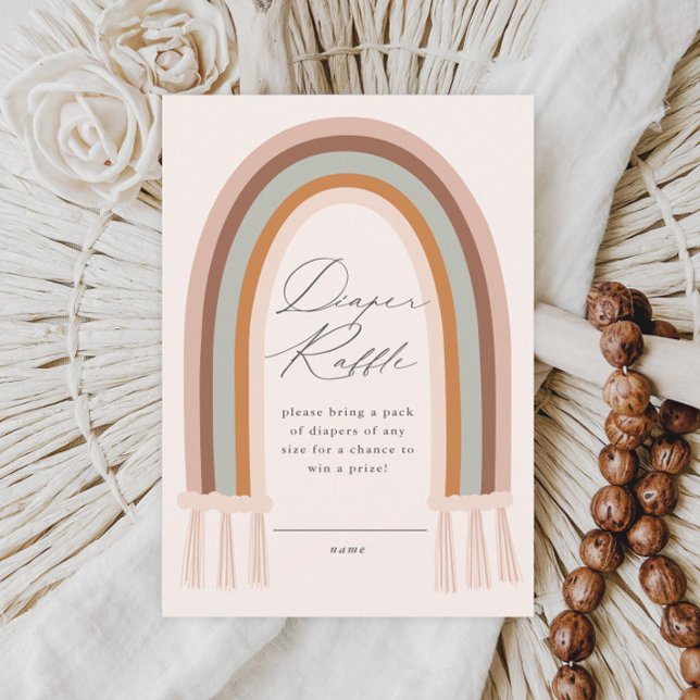 Boho Rainbow Earth Tone Baby Shower Diaper Raffle Enclosure Card (Boho Earthy Rainbow Baby Shower Diaper Raffle Invitation Enclosure Card.)