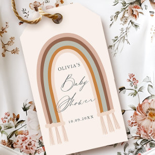 Boho Rainbow Earth Tone Baby Shower Favour Gift Tags