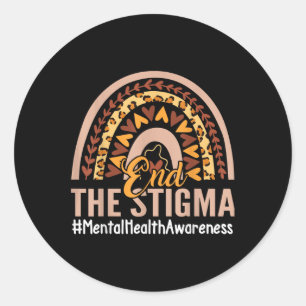 Boho Rainbow End The Stigma Mental Health Awarenes Classic Round Sticker