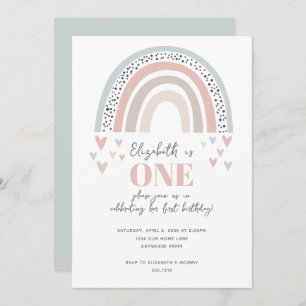 Boho Rainbow First Birthday Invitation
