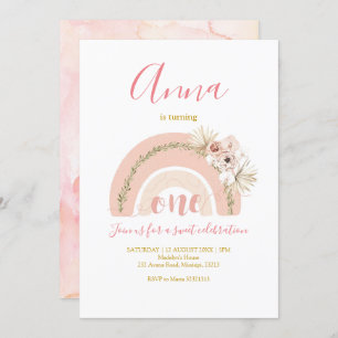 Boho Rainbow First Birthday Invitation