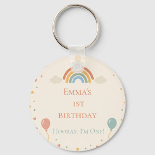 Boho Rainbow First Birthday Key Ring
