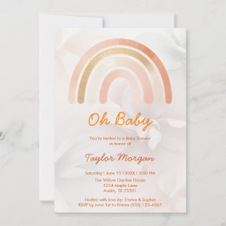Boho Rainbow Floral Gender Neutral Baby Shower Invitation
