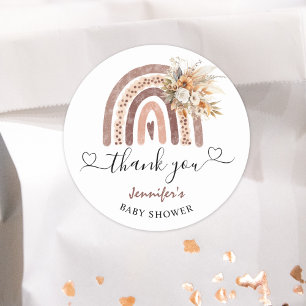 Boho Rainbow Gender Neutral Baby Shower Classic Round Sticker