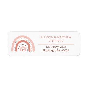Boho Rainbow Girl Baby Shower Return Address Label