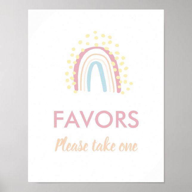 Boho Rainbow Girl Birthday Favors Sign (Front)