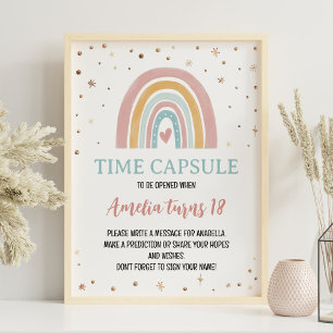 Boho Rainbow Girl Birthday Time Capsule Sign