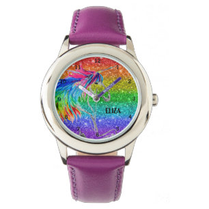 Boho Rainbow Glitter Cute Girls Unicorn Kids Watch