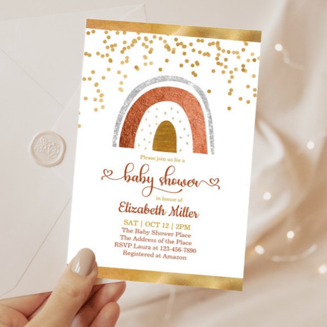 Boho Rainbow Gold Glitter Baby Shower (Creator Uploaded)