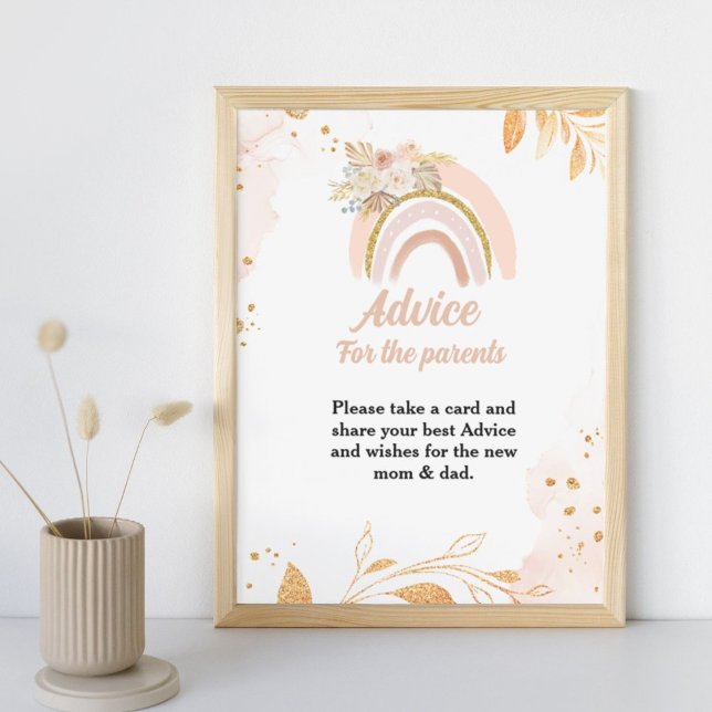 Boho Rainbow Grass baby shower Advice Parents Sign (Creator Uploaded)