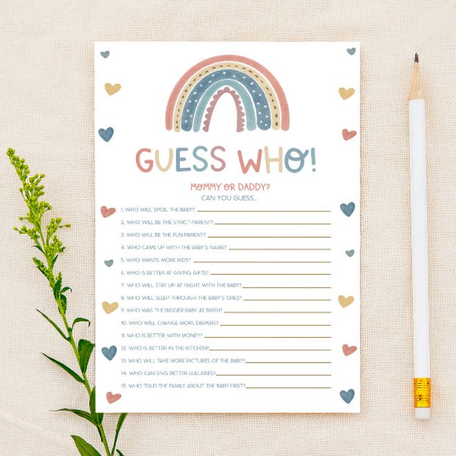 Boho Rainbow Guess Who! Baby Shower Game (Creator Uploaded)