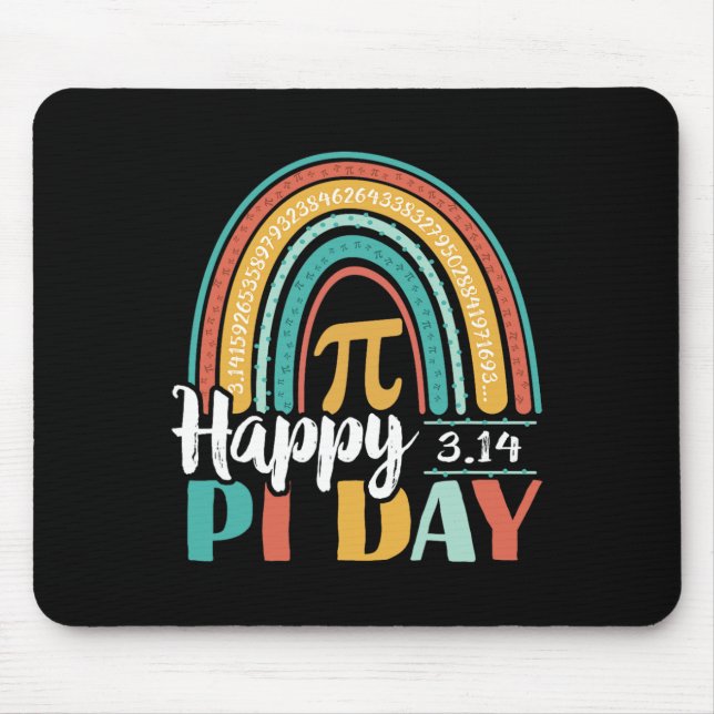 Boho Rainbow Happy Pi Day 3.14 Math Geek  Mouse Pad (Front)