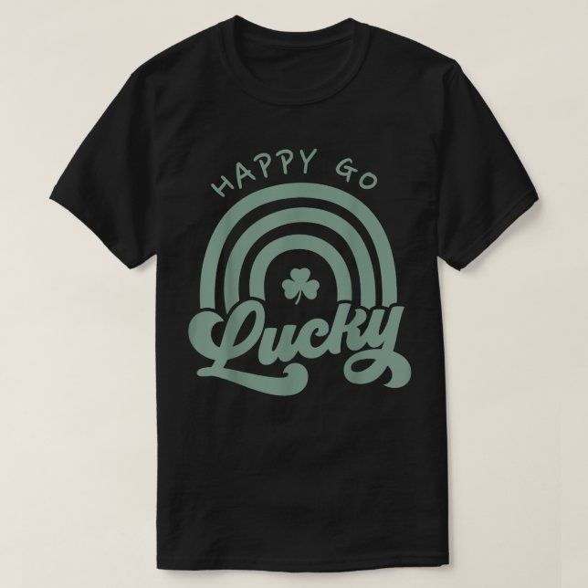 Boho Rainbow Happy St Patricks Day Go Lucky Irish  T-Shirt (Design Front)