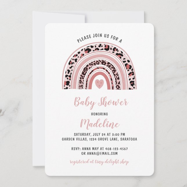 Boho Rainbow Heart Baby Shower Invitation (Front)