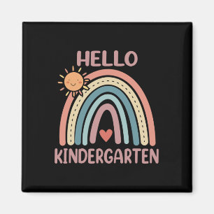 Boho Rainbow Heart For Teachers Women Hello Kinder Magnet