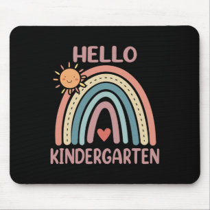 Boho Rainbow Heart For Teachers Women Hello Kinder Mouse Pad