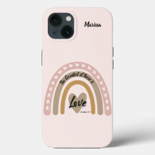 Boho Rainbow Heart Love Bible Verse  iPhone 13 Case