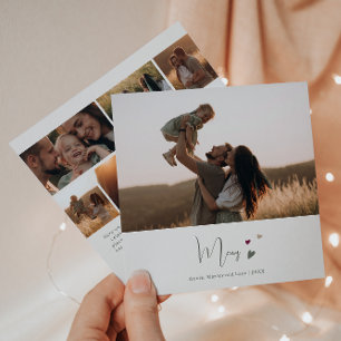 Boho Rainbow & Hearts Merry Seven Photo Christmas Holiday Card