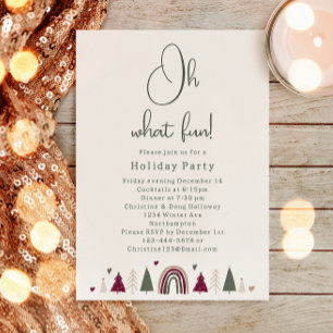 Boho Rainbow & Hearts Oh What Fun Holiday Party Invitation