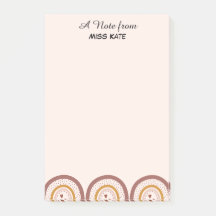 Boho Rainbow Hearts Personalised Teacher Post-it N