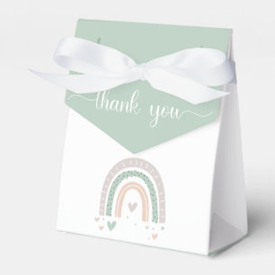 Boho Rainbow Hearts Sage Baby Shower Favour Box
