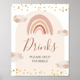 Boho Rainbow Isn't She Onederful Birthday Drinks Poster