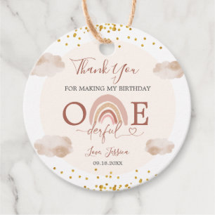 Boho Rainbow Isn't She Onederful Birthday Favour Tags