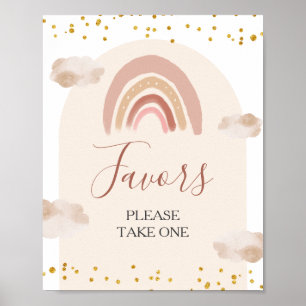Boho Rainbow Isn't She Onederful Birthday Favours Poster