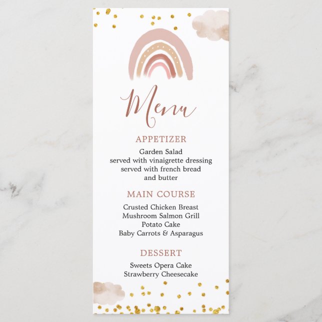 Boho Rainbow Isn't She Onederful Birthday Menu (Front)