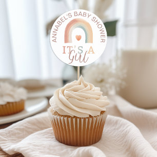 Boho Rainbow It's A Girl Baby Shower Favour Sticke Classic Round Sticker