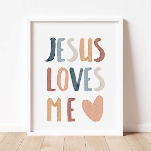 Boho rainbow Jesus loves me print