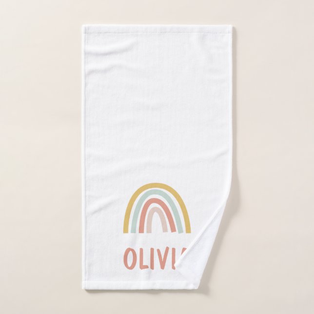 Boho Rainbow Kids Personalised Hand Towel (Hand Towel)