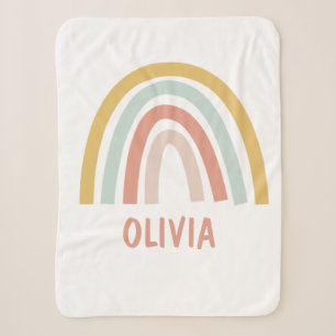 Boho Rainbow Kids Personalised Sherpa Blanket