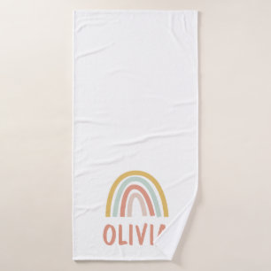 Boho Rainbow Kids Personalized Bath Towel