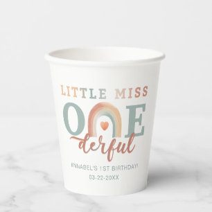 Boho Rainbow Little Miss Onederful Birthday Paper Cups