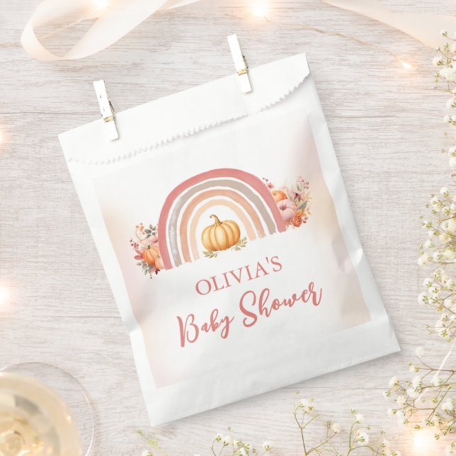 Boho Rainbow Little Pumpkin Fall Baby Shower Favour Bag (Clipped)