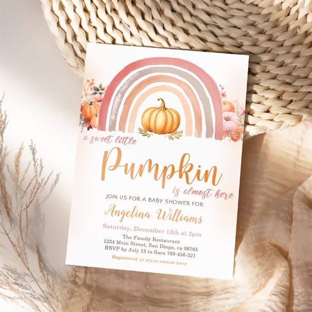 Boho Rainbow Little Pumpkin Fall Baby Shower Invitation (Creator Uploaded)