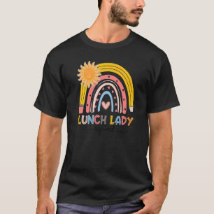 Boho Rainbow Lunch Lady Squad First Day Of School T-Shirt