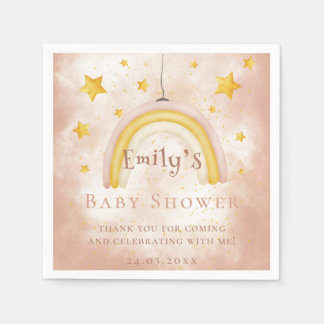 Boho rainbow magic dust gold stars Baby Shower Napkin