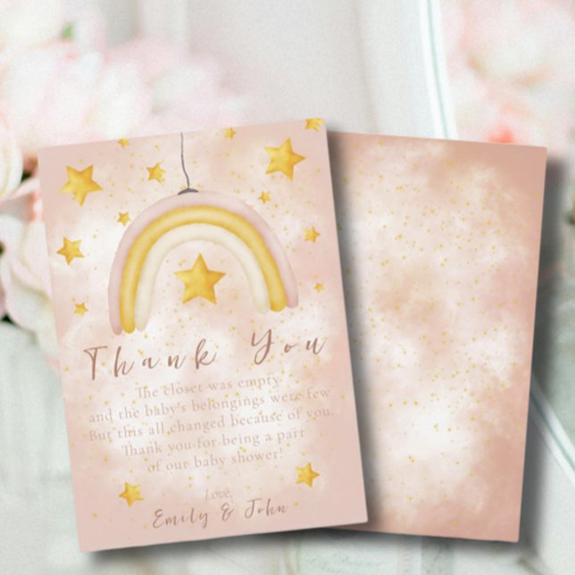 Boho Rainbow magic gold stars dust Thank You Invitation (Creator Uploaded)