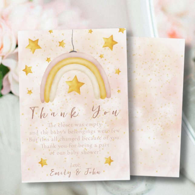 Boho Rainbow magic gold stars dust Thank You Invitation (Creator Uploaded)