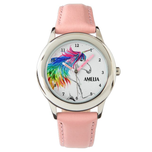 Boho Rainbow Magical Cute Girls Unicorn Kids Watch (Front)