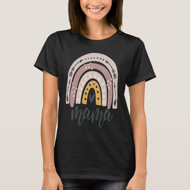 Boho Rainbow Mama Mom Mommy New Mom Mother's Day T-Shirt (Front)