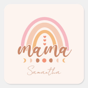 Boho Rainbow Mama Square Sticker