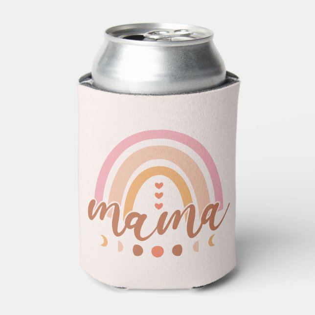 Boho Rainbow Mama with Moon Phases Can Cooler (Can Front)