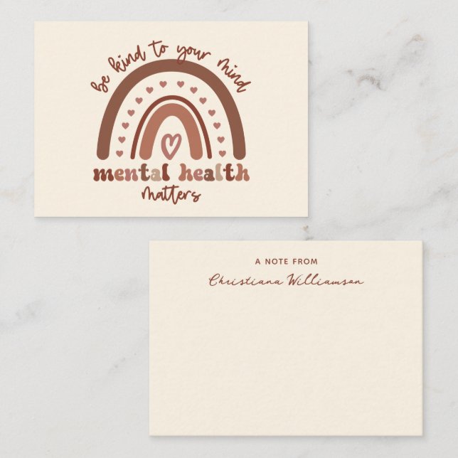 Boho Rainbow Mental Health Be Kind To Your Mind Card (Front/Back)