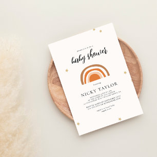 Boho Rainbow Minimalist Baby Shower Invitation