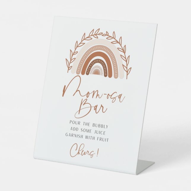 Boho Rainbow Momosa Bar Sign, Earthy Tones Sign (Front)